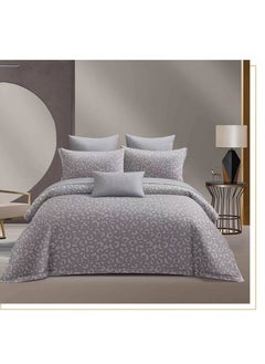 BAIG King Size 6 Piece Duvet Cover Set Contemporary Leaf Print Bedding Sets, Smooth Cotton Material Modern Geometric Print 