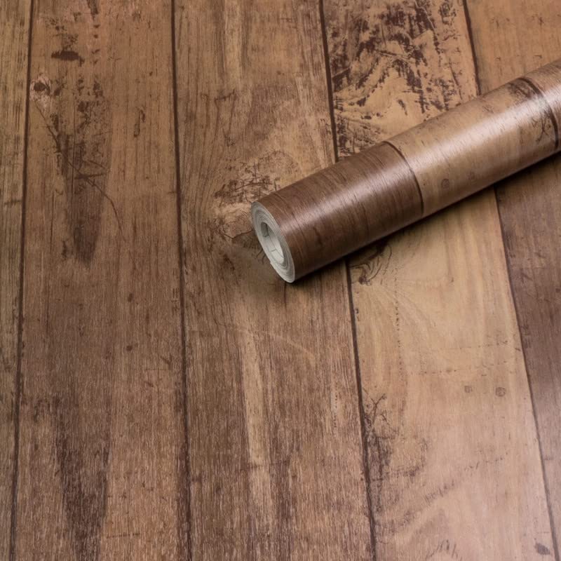 HOMEMATES Self-Adhesive Wallpaper Waterproof Old Furniture Vinyl Stickers Wooden Door Wardrobe Desktop PVC Wall Papers 45 X 304 CM- (Old Wood Planks) - Image 1