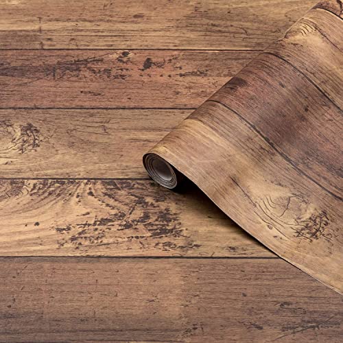 HOMEMATES Self-Adhesive Wallpaper Waterproof Old Furniture Vinyl Stickers Wooden Door Wardrobe Desktop PVC Wall Papers 45 X 304 CM- (Old Wood Planks) - Image 2