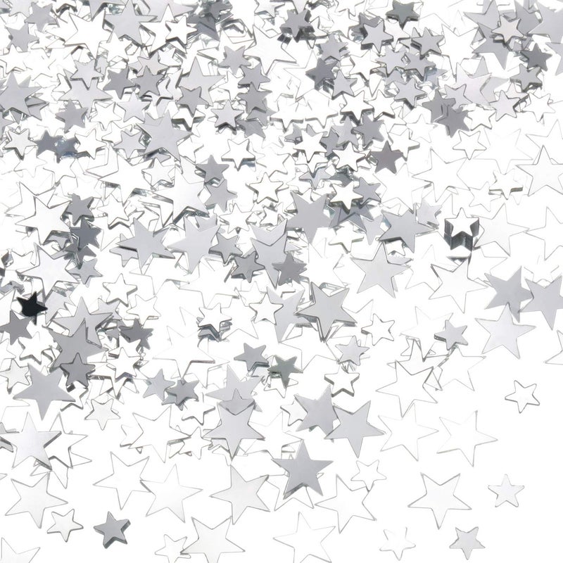 Hestya 60g Star Confetti Glitter Table Confetti Metallic Foil Stars for Christmas Party Wedding Festival DecorationsSilver10mm and 6mm