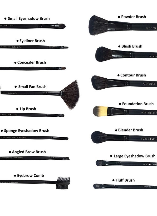 Puna Store - 30 Piece Makeup Brush Set (Black) Premium Synthetic Makeup Brushes Cruelty Free Vegan Brushes, Kabuki Foundation - Image 1