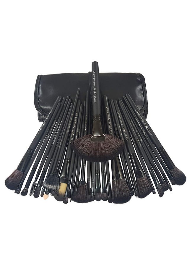 Puna Store - 30 Piece Makeup Brush Set (Black) Premium Synthetic Makeup Brushes Cruelty Free Vegan Brushes, Kabuki Foundation - Image 1