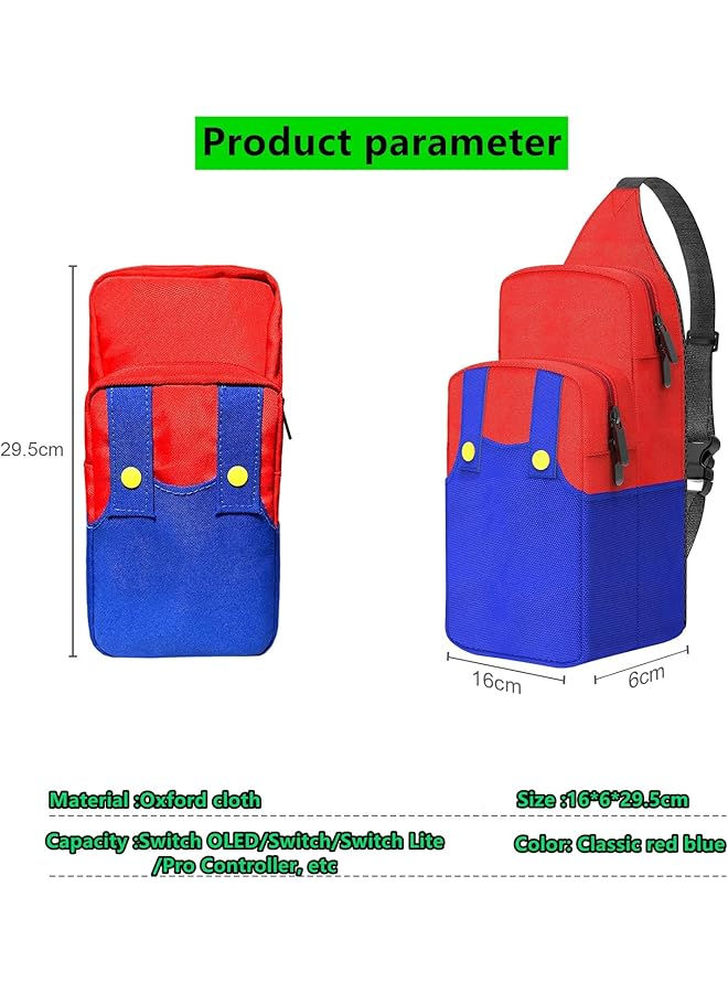 Super Mario Travel Bag Portable Small Sling Crossbody Shoulder Bag For Kids Boys Girls Lightweight One Strap Backpack For Nintendo Switch/Switch Oled Console Accessories For Hiking Walking Biking  - Image 3