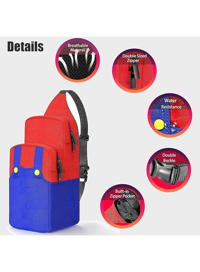 Super Mario Travel Bag Portable Small Sling Crossbody Shoulder Bag For Kids Boys Girls Lightweight One Strap Backpack For Nintendo Switch/Switch Oled Console Accessories For Hiking Walking Biking  - Image 5