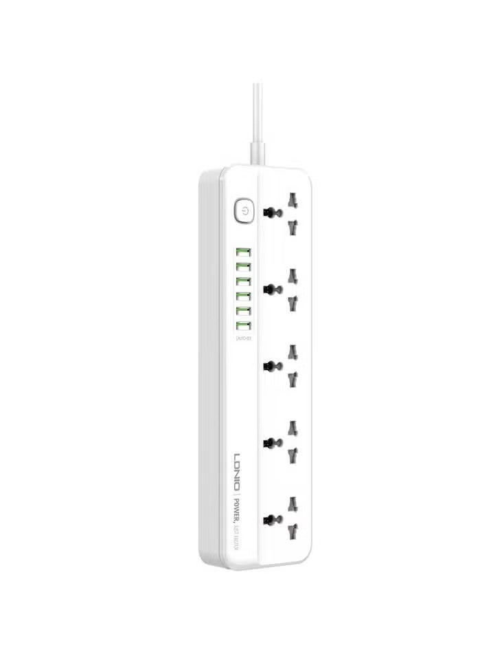 JAJEEK SC5614 Power Strip – 5 AC Outlets & 6 USB Charging Ports, 2m Long Extension Cord, Surge Protection, Perfect for Home & Office, Efficient Power Solution for Multiple Devices  - Image 1