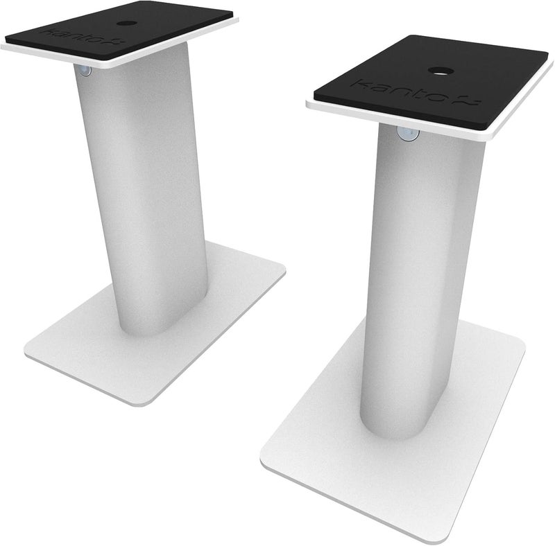 Kanto SP9W Desktop Speaker Stands for Small/Medium Bookshelf Speakers & Compact/Mid-Size 2”-4” Studio Monitors 8.3" Tall Pair White - Image 1