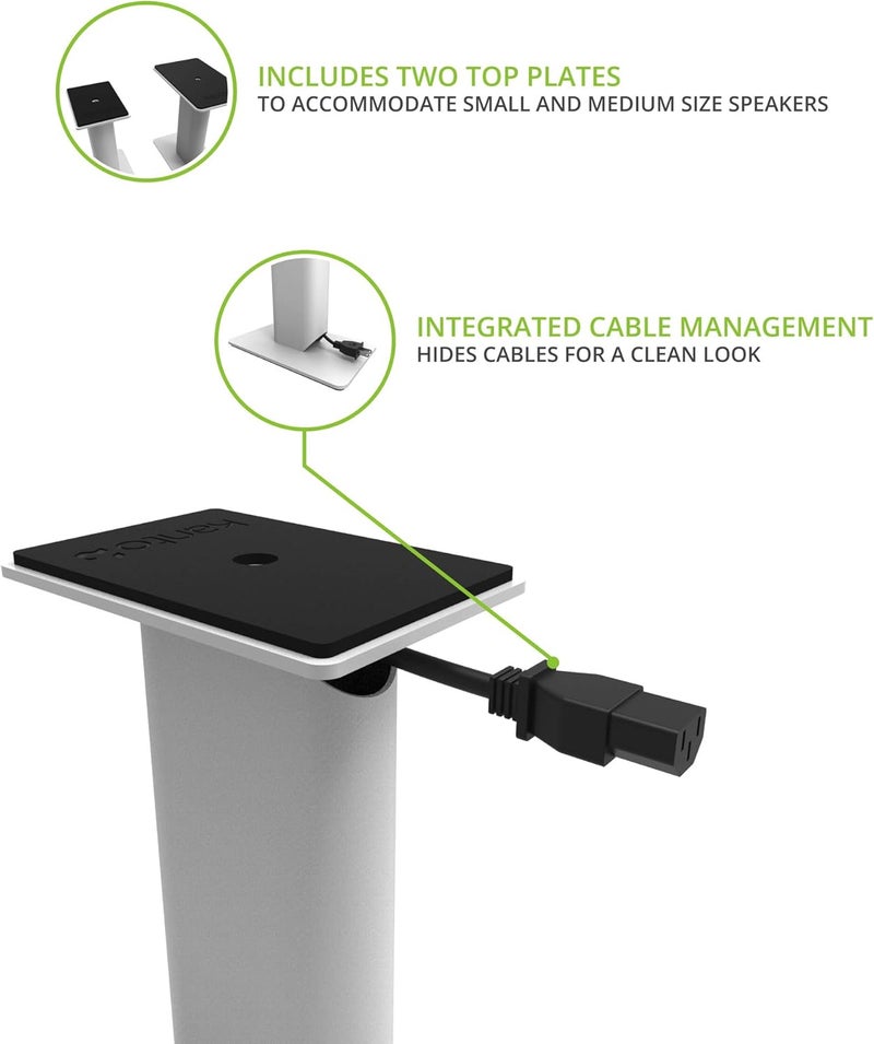 Kanto SP9W Desktop Speaker Stands for Small/Medium Bookshelf Speakers & Compact/Mid-Size 2”-4” Studio Monitors 8.3" Tall Pair White - Image 3