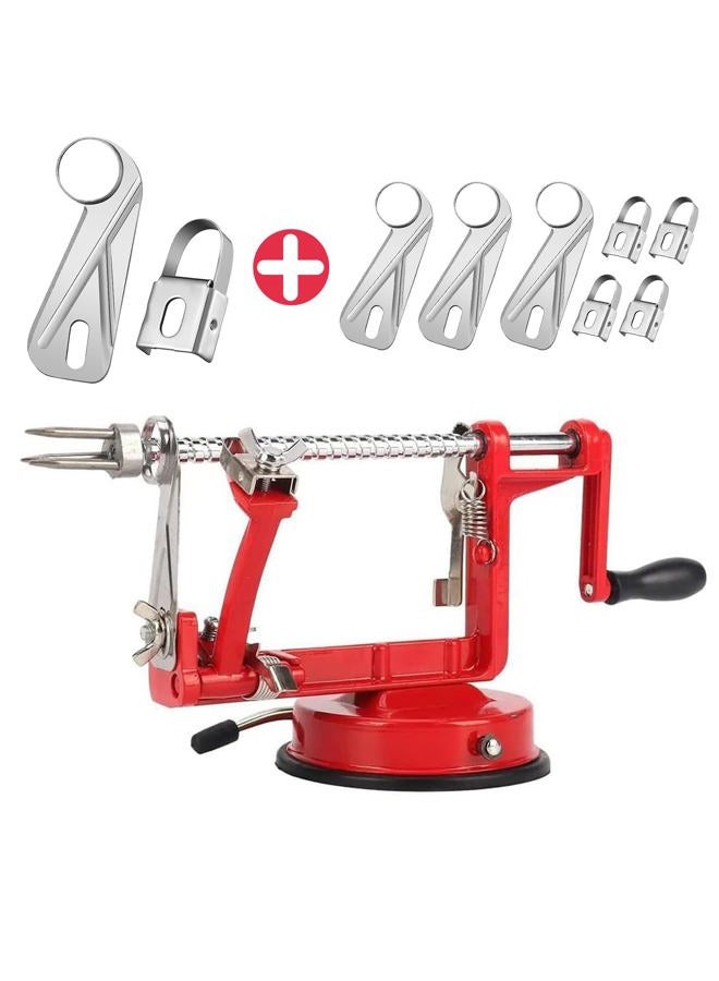 ACOTUM Apple Peeler, Stainless Steel Corer Slicer Durable Heavy Duty Die Cast Magnesium Alloy Peeler with Suction Base(Red) - Image 1