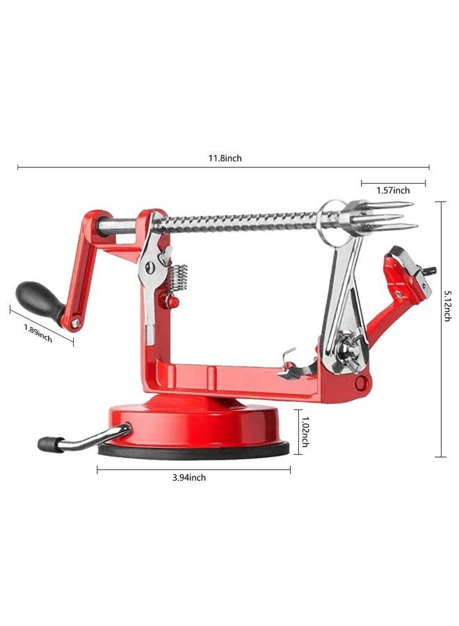 ACOTUM Apple Peeler, Stainless Steel Corer Slicer Durable Heavy Duty Die Cast Magnesium Alloy Peeler with Suction Base(Red) - Image 3