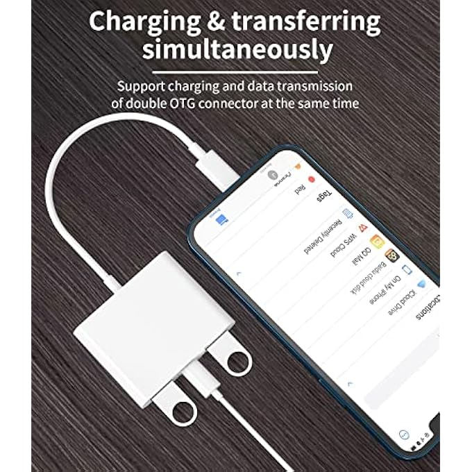 rayihni LIGHTNING TO USB ADAPTER(3IN1) FOR IPHONE 14 FOR IPAD 2 USB-A PORTS OTG CABLE CONNECTOR KEYBOARD MOUSE CAMERA FLASH DRIVE ADAPTOR CARD READER CHARGER FOR APPLE SPLITTER PORT MALE CHARGING 3.0 DONGLE - Image 3