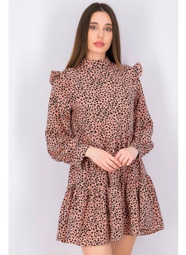 Missguided Women Animal Print Mini Casual Dress, Pink  - Image 1