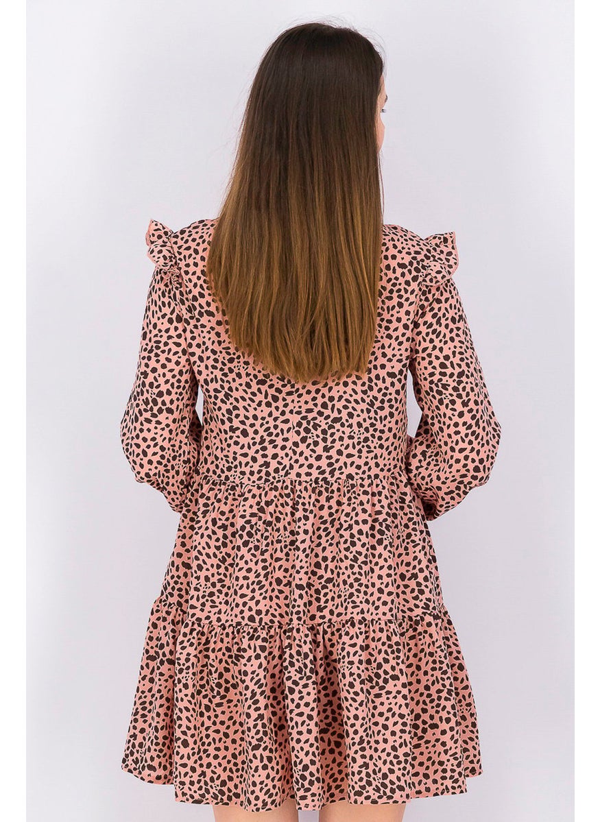 Women Animal Print Mini Casual Dress, Pink - pzsku/ZD5C740559E3F5749FA9AZ/45/_/1737900720/7527bf59-b0bf-4f03-bb1f-a39d7086e84c