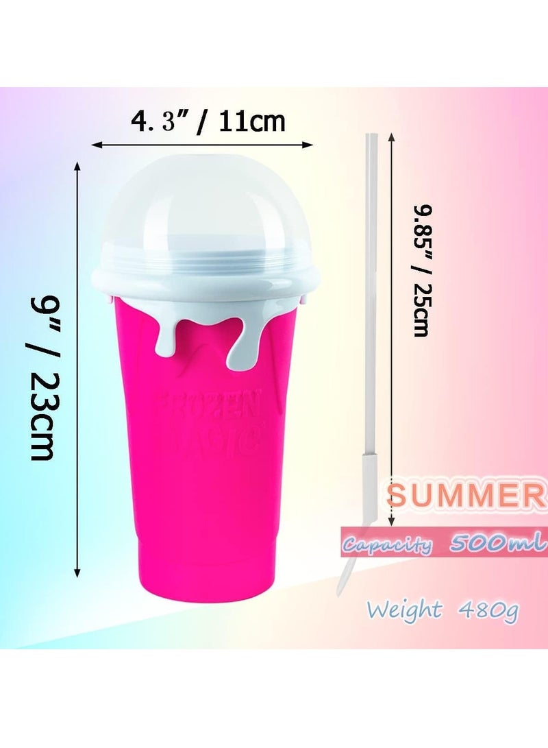 ELTRAZONE طقم أكواب صانع السلاش DIY من 2 - 500 مل باللون الوردي، أكواب قابلة لإعادة الاستخدام لصنع السلاش، الميلك شيك والسموذي بسرعة في المنزل - تجميد، ضغط، واستمتع في دقائق - خالية من BPA، ممتعة للأطفال والبالغين - Image 2