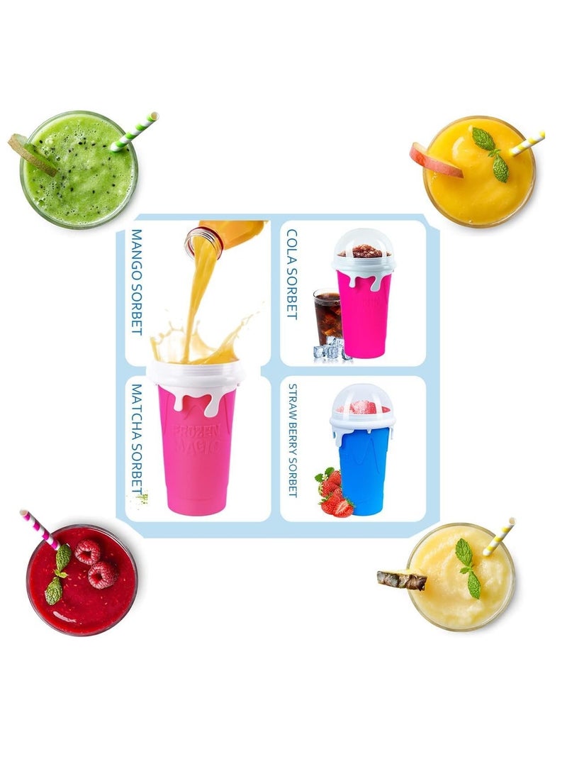 ELTRAZONE طقم أكواب صانع السلاش DIY من 2 - 500 مل باللون الوردي، أكواب قابلة لإعادة الاستخدام لصنع السلاش، الميلك شيك والسموذي بسرعة في المنزل - تجميد، ضغط، واستمتع في دقائق - خالية من BPA، ممتعة للأطفال والبالغين - Image 3