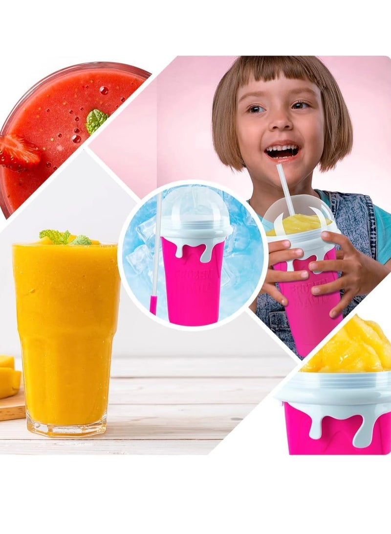ELTRAZONE طقم أكواب صانع السلاش DIY من 2 - 500 مل باللون الوردي، أكواب قابلة لإعادة الاستخدام لصنع السلاش، الميلك شيك والسموذي بسرعة في المنزل - تجميد، ضغط، واستمتع في دقائق - خالية من BPA، ممتعة للأطفال والبالغين - Image 5