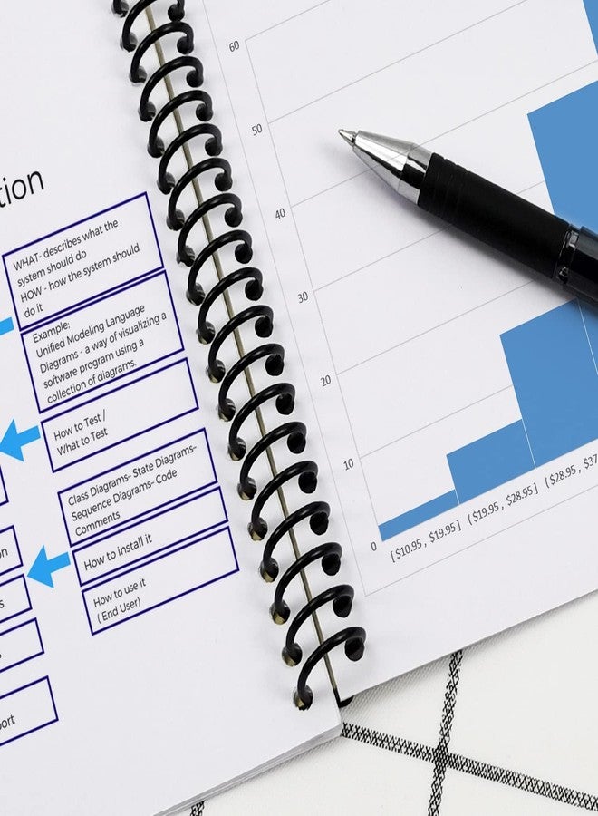 Kosh مجلد حلزوني أسود من كوش، مصنوع من البلاستيك عالي الجودة، بحلقات/لفائف/حلقات يدوية (25 مم) - Image 5