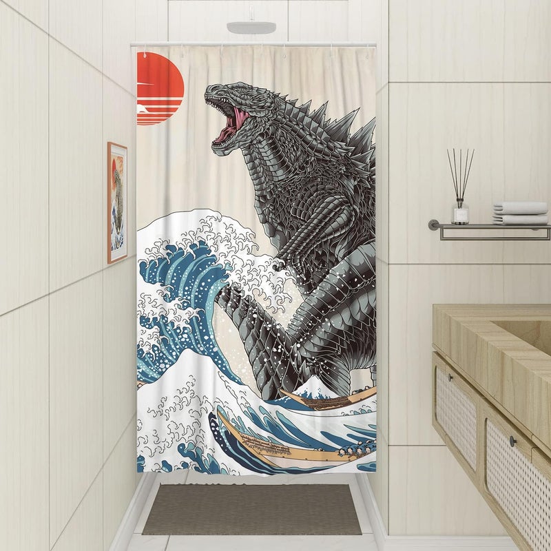 DESIHOM Funny Small Shower Stall Curtain Size 36" x 72", Cool Japanese Anime Monster Narrow Stand up Shower Curtains for Bathroom Decor Polyester Fabric Set - Image 2