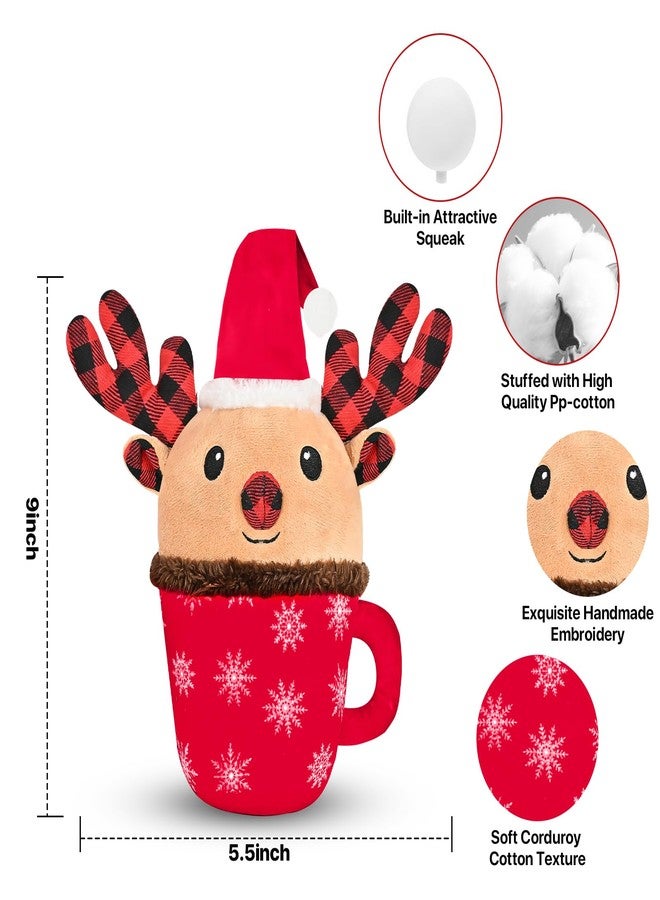 howaukf Christmas Dog Toys with Squeaker for Large Breed Interactive Dog Chew Toys for Puppies Small and Large Dogs Reindeer Squeaky Dog Training and Reduce Boredom (Cup Elk - Image 2