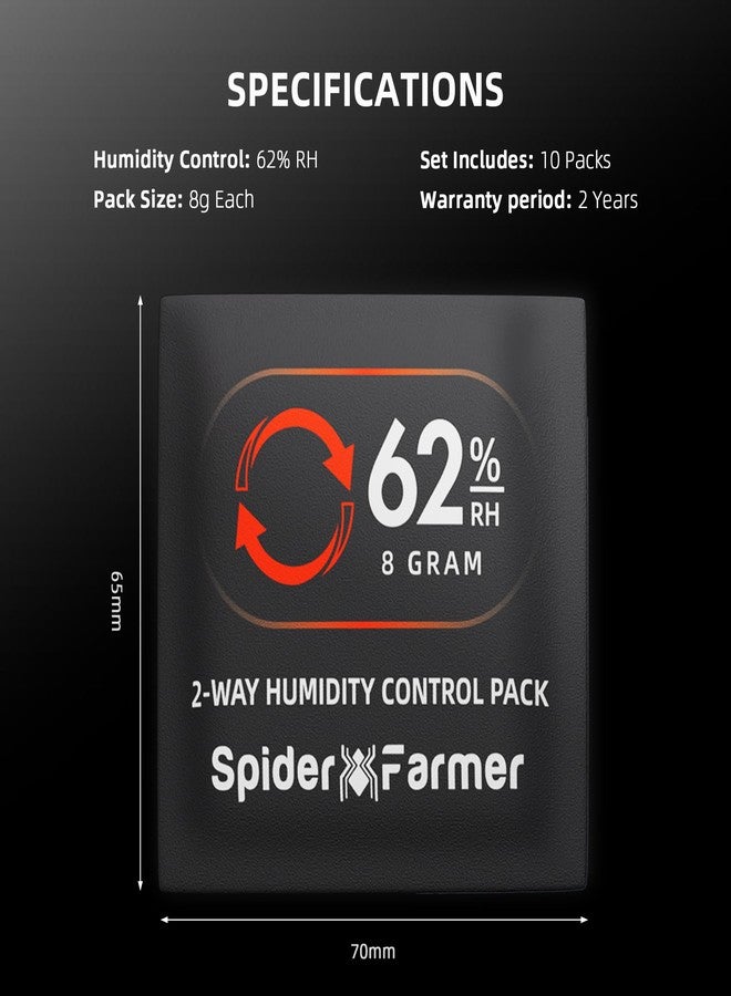 Spider Farmer 62% RH 8g Size Two-Way Humidity Control Packs, 10 Packs, Each Maintains Freshness for 1 oz, Moisture Balancer for Herbs, Great for Mason Jars & Small Containers - Image 5