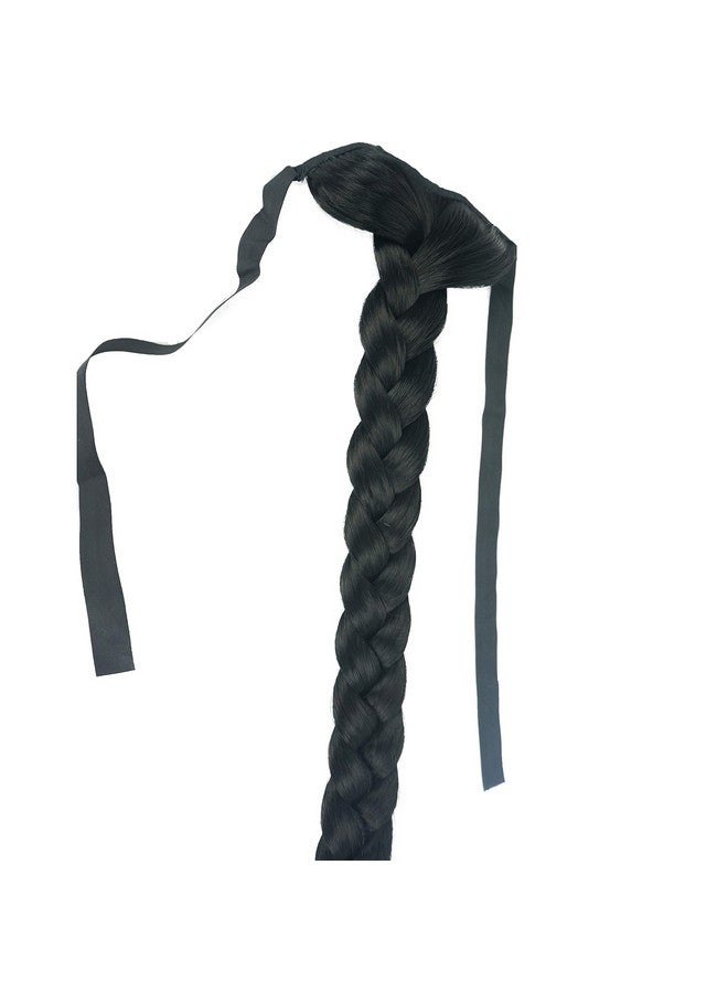Lydell 24" Long Fishtail Braid Wrap Around Ponytail Extension Synthetic Hairpiece 1 Black - Image 4