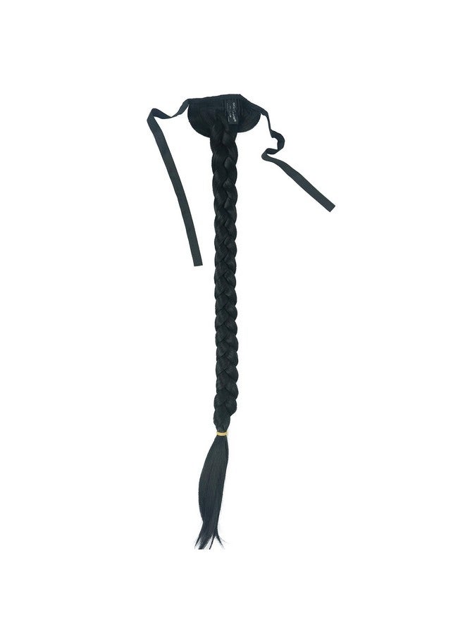 Lydell 24" Long Fishtail Braid Wrap Around Ponytail Extension Synthetic Hairpiece 1 Black - Image 5