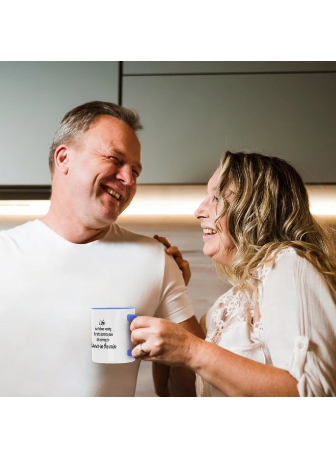 3DROSE mug_163984_6 Life Isn't About Waiting For The Storm To Pass Two Tone Mug, Blue, 11 oz - Image 4