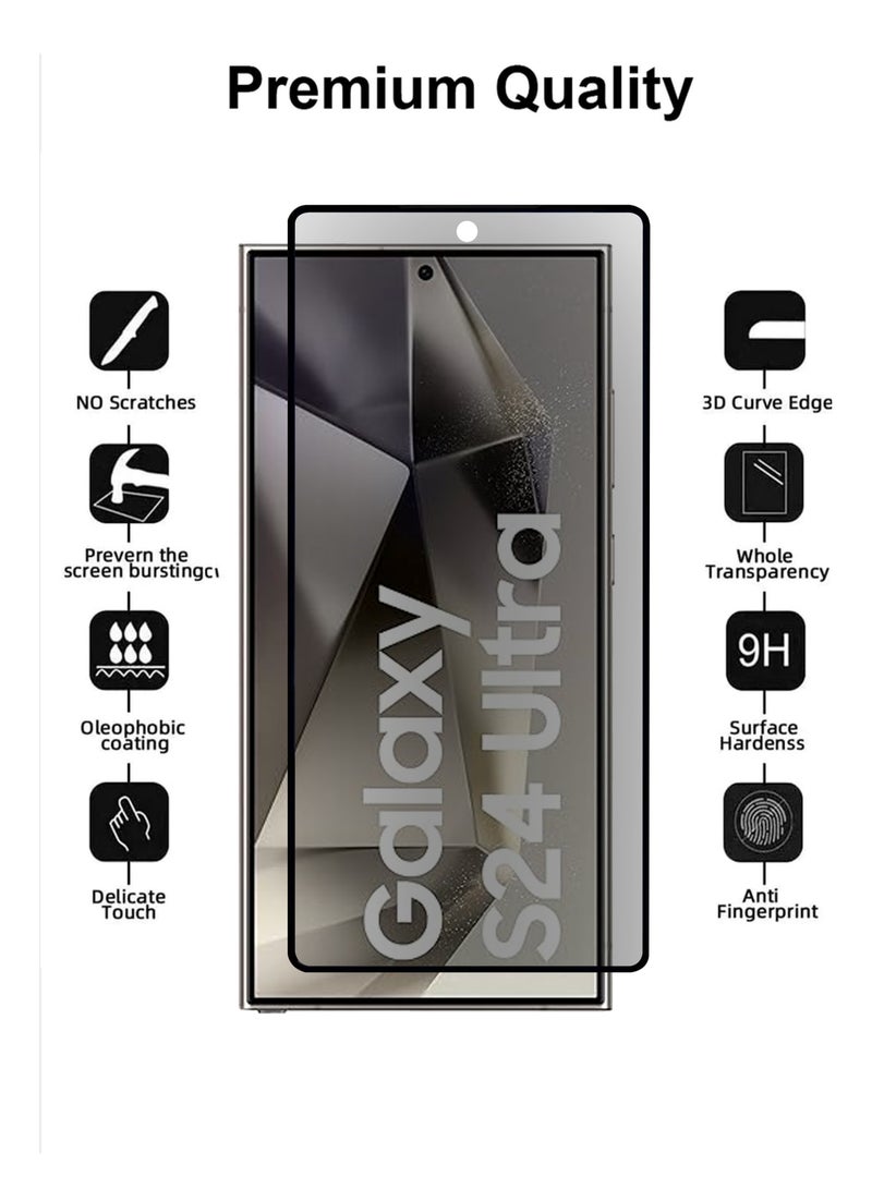 Privacy Tempered Glass Screen Protector Guard Compatible for Samsung Galaxy S24 Ultra 5G - Full Edge to Edge Coverage Anti-Spy - Anti-Peeping 9H Hardness - Image 4