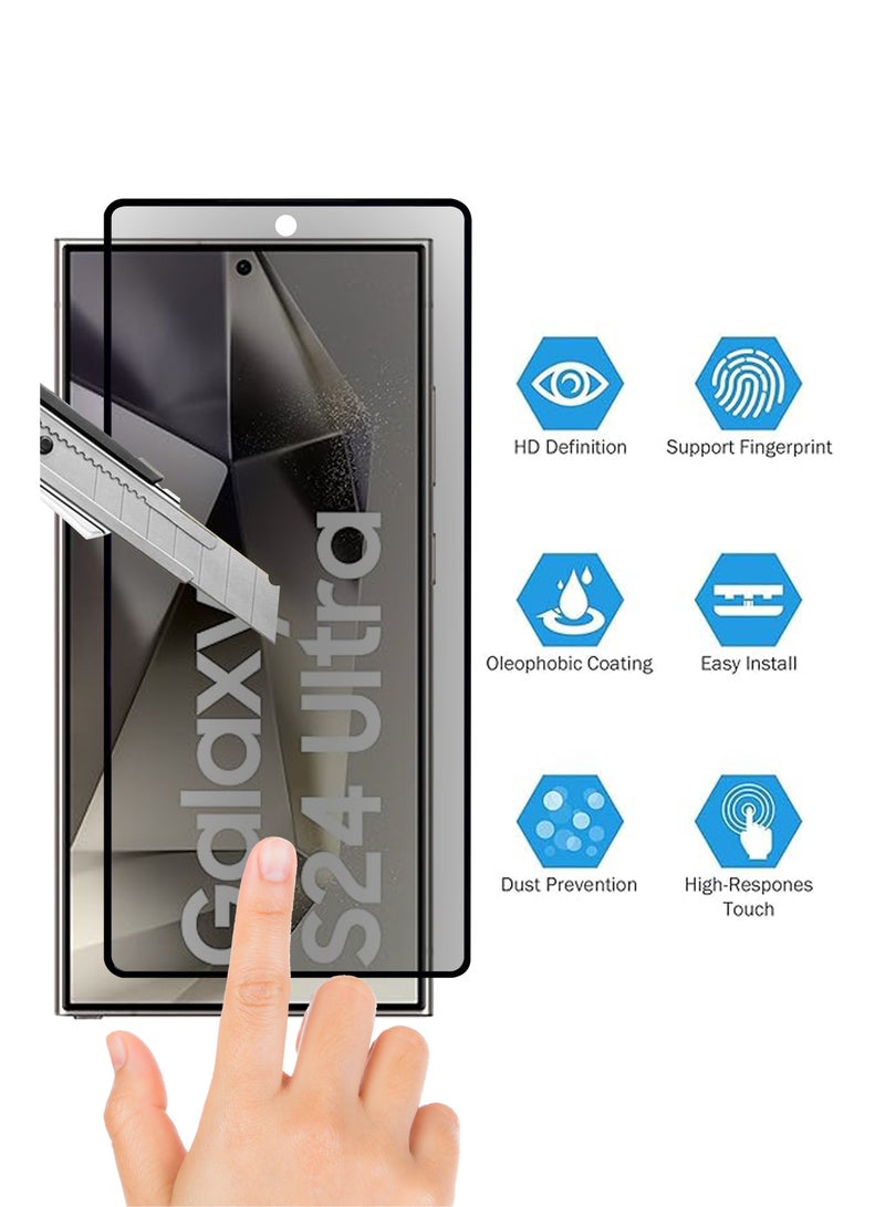 Privacy Tempered Glass Screen Protector Guard Compatible for Samsung Galaxy S24 Ultra 5G - Full Edge to Edge Coverage Anti-Spy - Anti-Peeping 9H Hardness - Image 3