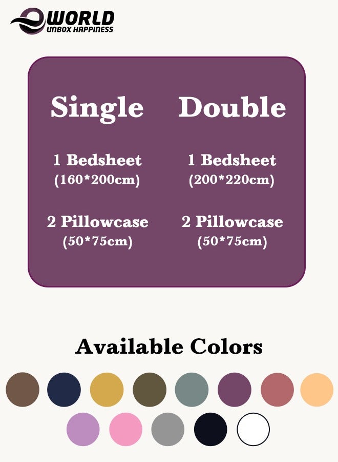 Eworld 3 Piece Luxury Purple Striped Bed Sheet Set with 1 Deep Pocket Fitted Sheet and 2 Pillowcases for Hotel and Home Crafted from Ultra Soft and Breathable For All Seasons Microfiber for Year-Round Comfort (Single/Double) - Image 2