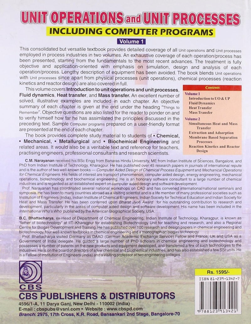 UNIT OPERATIONS AND UNIT PROCESSING INCLUDING COMPUTER PROGRAMS VOL 1 (HB 2006) - Image 2