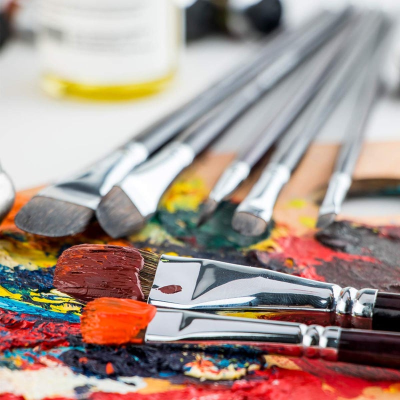 Transon Red Sable Filbert Paint Brushes 6pcs for Watercolor, Acrylic, Oil, Tempera and Gouache Painting - Image 3