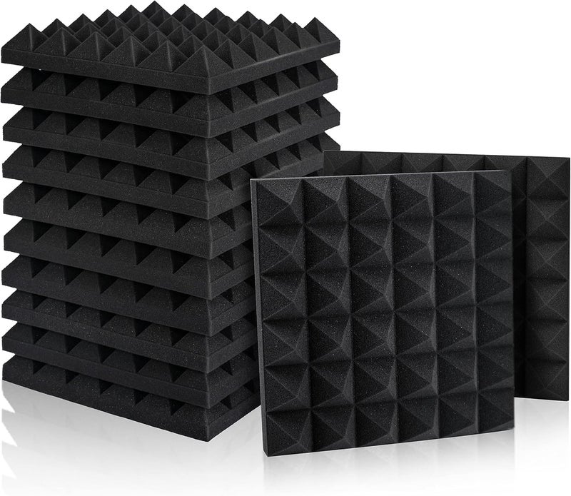 SOUNDFLEX Pyramid Soundproofing Studio Acoustic Foam 1'x1' - 2 Inches ( Pack of 6 ) Inches High Density, Soundproof Foam, Noise Reduction,Echo Absorption (Studio Charcoal, Pack of 6) - Image 1
