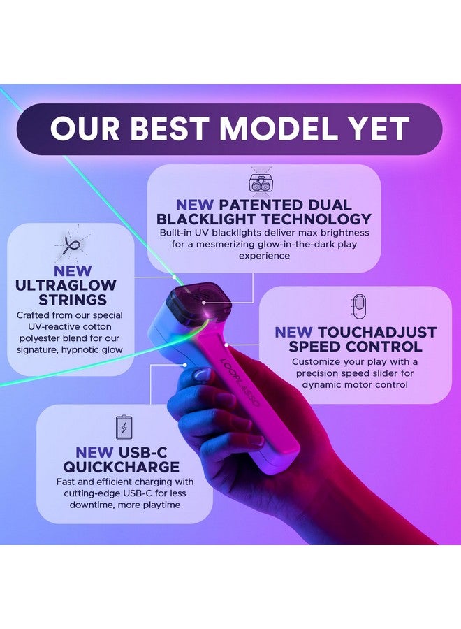 Loop Lasso Loop Lasso NANO Glow-in-the-Dark String Shooter Toy with Built-in UV Blacklight, Interactive STEM Toy for Kids and Adults, Viral Rave Accessory and Light Show Gadget  - Image 4