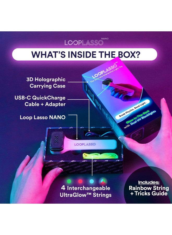 Loop Lasso Loop Lasso NANO Glow-in-the-Dark String Shooter Toy with Built-in UV Blacklight, Interactive STEM Toy for Kids and Adults, Viral Rave Accessory and Light Show Gadget  - Image 3