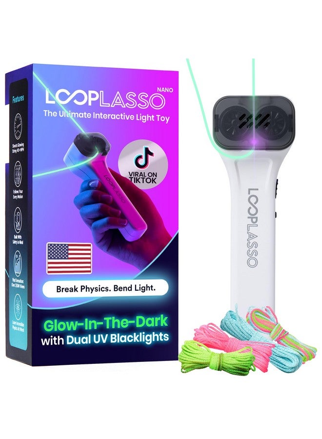 Loop Lasso Loop Lasso NANO Glow-in-the-Dark String Shooter Toy with Built-in UV Blacklight, Interactive STEM Toy for Kids and Adults, Viral Rave Accessory and Light Show Gadget  - Image 1
