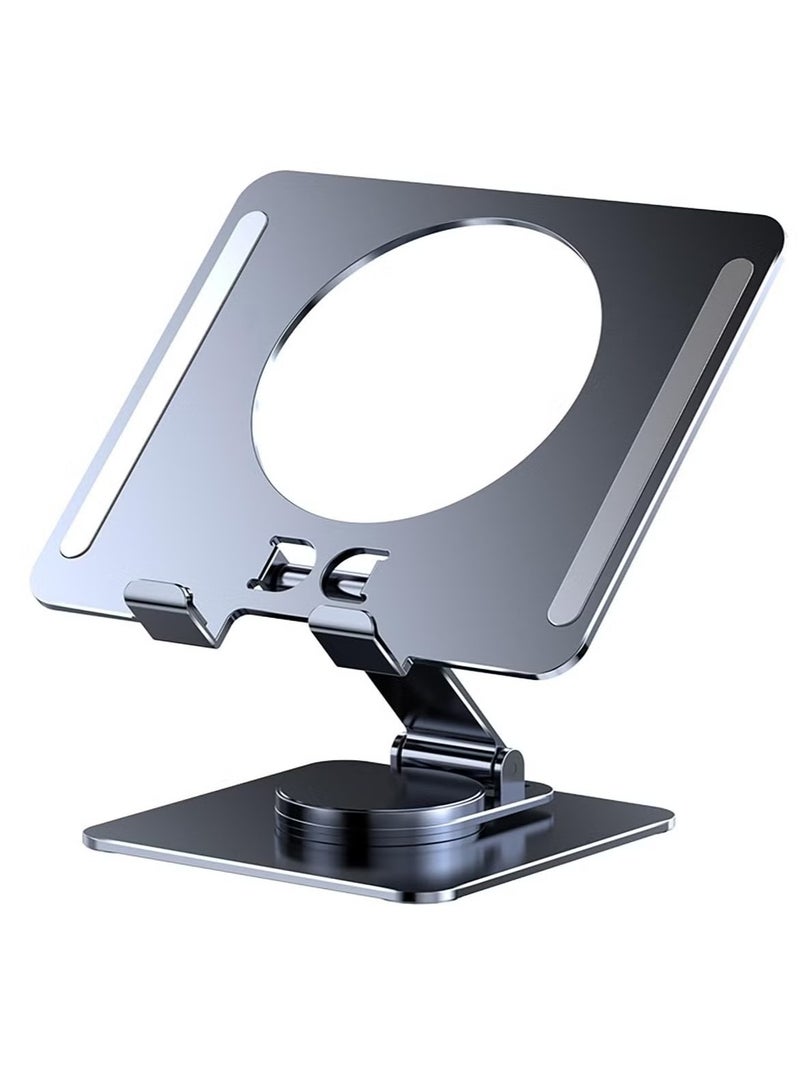 Aluminum iPad Stand  Swivel Tablet Stand for iPad with 360 Rotating Base, Foldable Adjustable Holder for Drawing, Compatible with iPad Pro/Air/Mini and More - Image 1