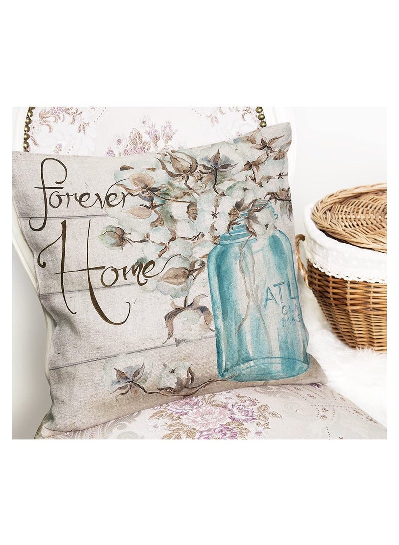 Zikra Jar Throw Pillow Covers 18x18 Sunflower Pillowcase Blue Vase Cushion Seasonal Case for Outdoor Sofa Couch Living Room Bedroom Home Decoration 4 Pack - Image 2