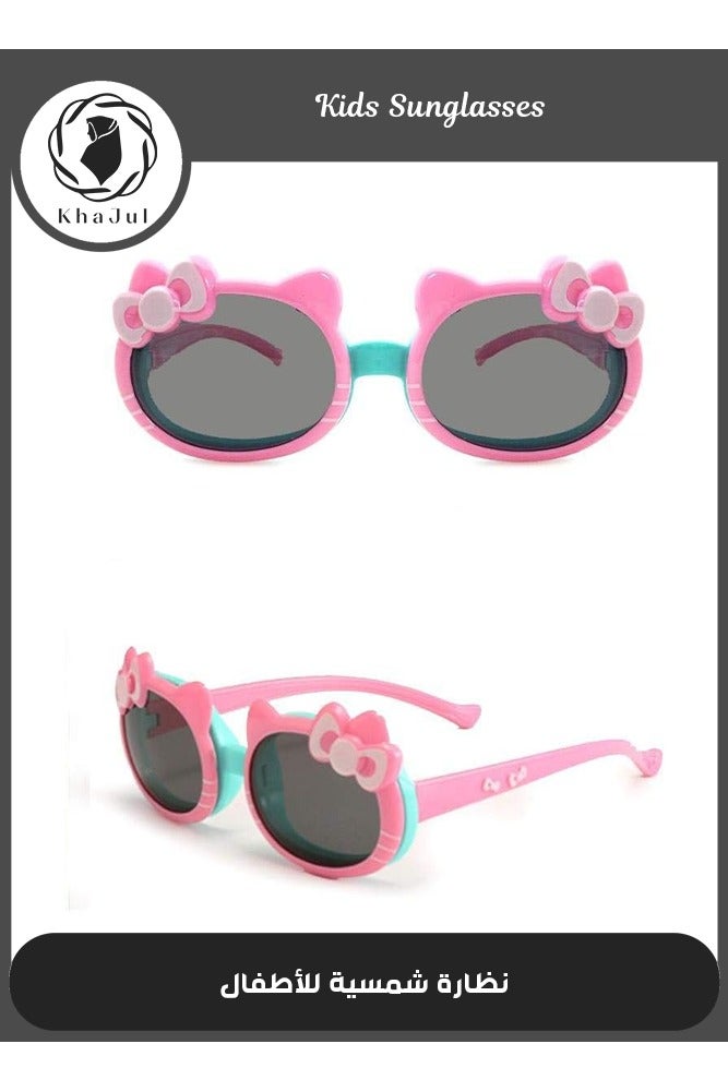 KHAJUL Polarized Flip Sunglasses for Kids 3-12 Years, Cartoon Style for Girls and Boys (Pink) - Image 1