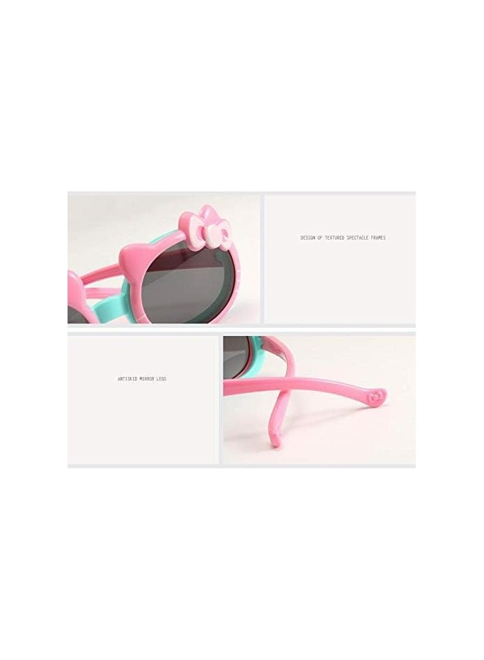 KHAJUL Polarized Flip Sunglasses for Kids 3-12 Years, Cartoon Style for Girls and Boys (Pink) - Image 3