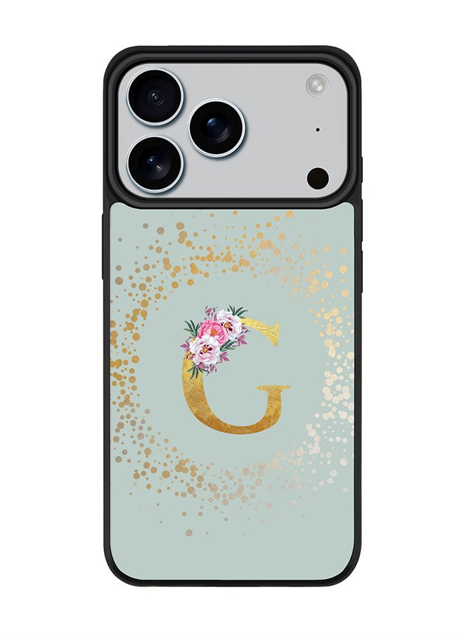 Stylizedd iPhone 17 Pro Case, [Compatible with MagSafe] Slim Magnetic cover Phone Case iPhone 17 Pro -Custom Monogram Floral - G  (Light Grey ) - Image 1
