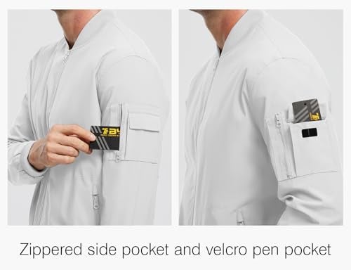 Rdruko Men's Lightweight Bomber Jacket Casual Stylish Fashion Coat Windbreaker(Sliver White, US S) - Image 5