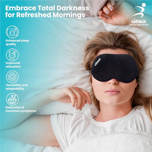 Vifitkit VFK by Trendy Home Eye Mask For Sleeping With Adjustable Strap, Premium Sleeping Mask for Men, Women and Kids, Blind Fold For Comfortable Sleep, Travelling Sleep Mask, Sleeping Eye Mask (Black) - Image 4