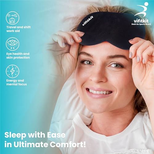Vifitkit VFK by Trendy Home Eye Mask For Sleeping With Adjustable Strap, Premium Sleeping Mask for Men, Women and Kids, Blind Fold For Comfortable Sleep, Travelling Sleep Mask, Sleeping Eye Mask (Black) - Image 5