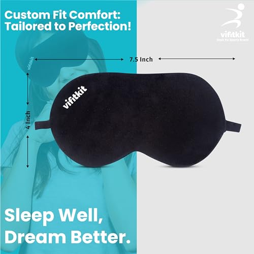 Vifitkit VFK by Trendy Home Eye Mask For Sleeping With Adjustable Strap, Premium Sleeping Mask for Men, Women and Kids, Blind Fold For Comfortable Sleep, Travelling Sleep Mask, Sleeping Eye Mask (Black) - Image 3