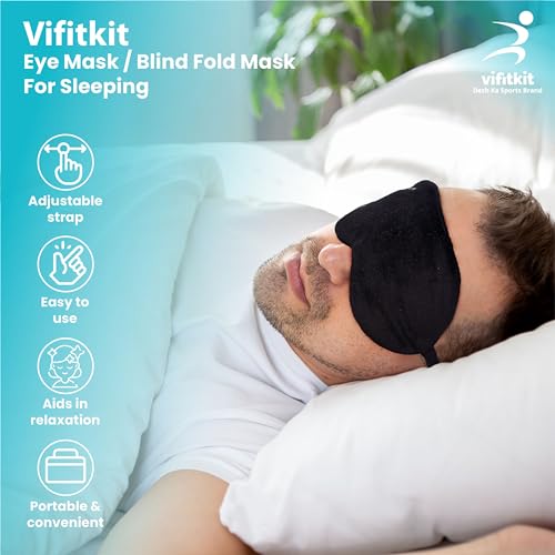 Vifitkit VFK by Trendy Home Eye Mask For Sleeping With Adjustable Strap, Premium Sleeping Mask for Men, Women and Kids, Blind Fold For Comfortable Sleep, Travelling Sleep Mask, Sleeping Eye Mask (Black) - Image 2