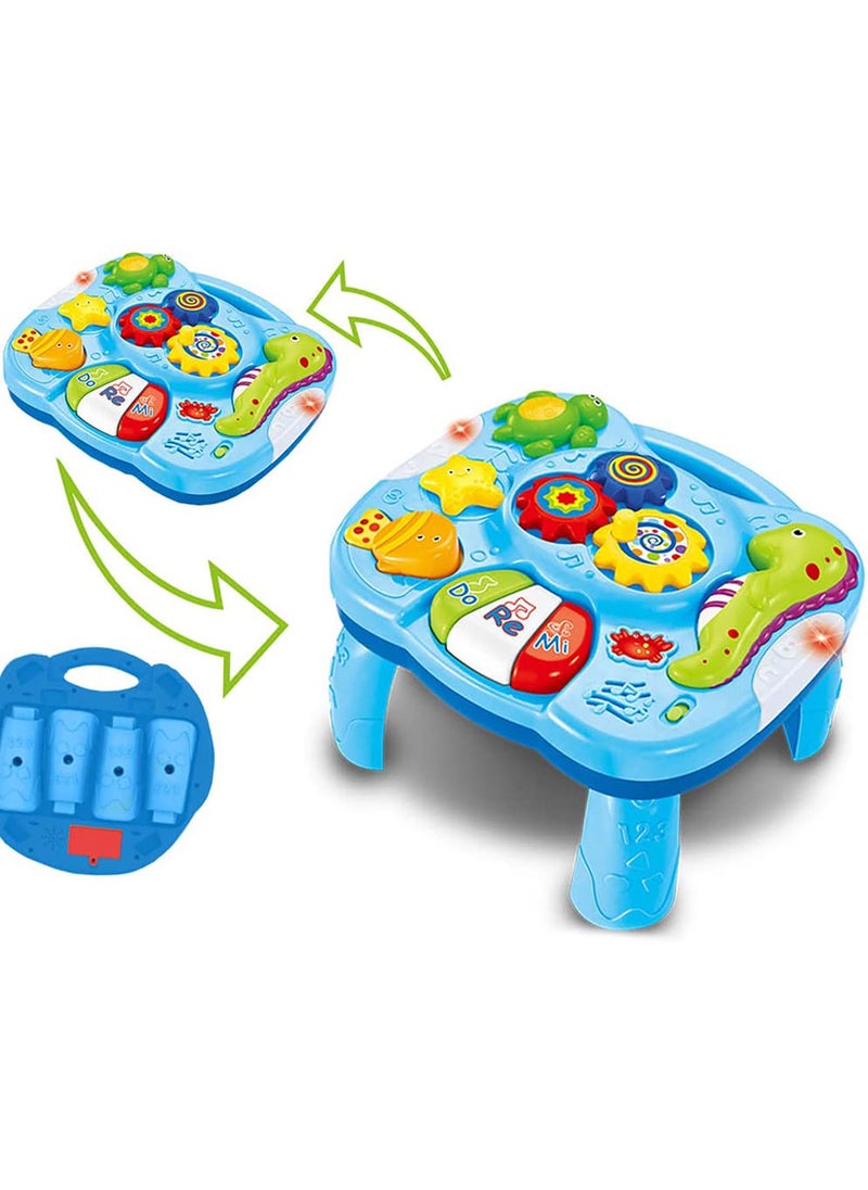 Kidwala Baby Toys 2 in 1 Musical Learning Table with Fun Ocean Characters, Lights and Sounds for Baby and Toddler Toys, Learning Table for Baby, Blue - Image 1