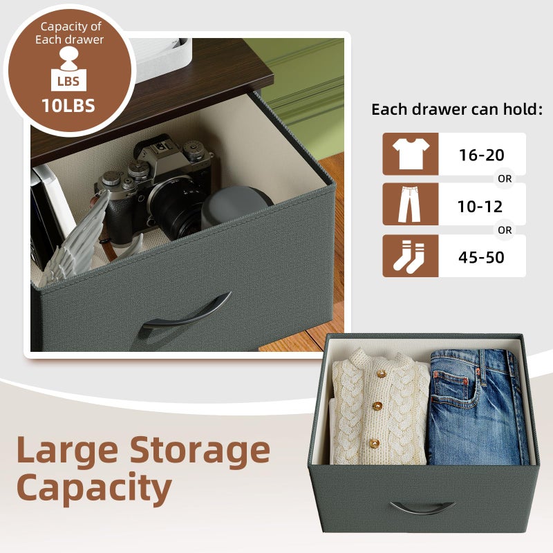 Somdot Tall Dresser for Bedroom with 5 Drawers, Storage Organizer Chest of Drawers with Removable Fabric Bins for Closet Bedside Living Room Laundry Entryway Hallway, Charcoal Grey - Image 5
