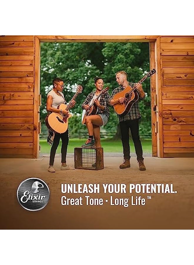 إليكسر أوتار، أوتار جيتار أكوستيك، نحاس فوسفوري مع طلاء NANOWEB، نغمة غنية ومتينة تدوم طويلاً مع شعور مريح، مجموعة أوتار 6، خفيفة 12-53 - Image 4
