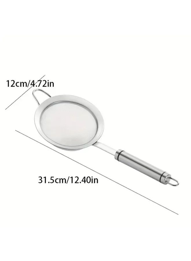 1pc 7.09 Inch Stainless Steel Mesh Strainer With Perforated Spoon Multi Functional Kitchen Sieve For Filtering Flour Juice Loose Leaf Tea And Vegetable Noodles - Image 5