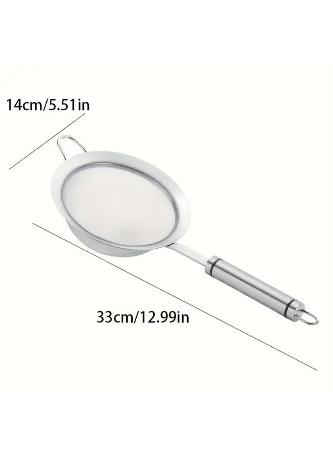 1pc 7.09 Inch Stainless Steel Mesh Strainer With Perforated Spoon Multi Functional Kitchen Sieve For Filtering Flour Juice Loose Leaf Tea And Vegetable Noodles - Image 3